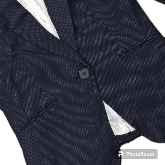 H&M Fitted Blazer Navy White Dot - Picture 5 of 11